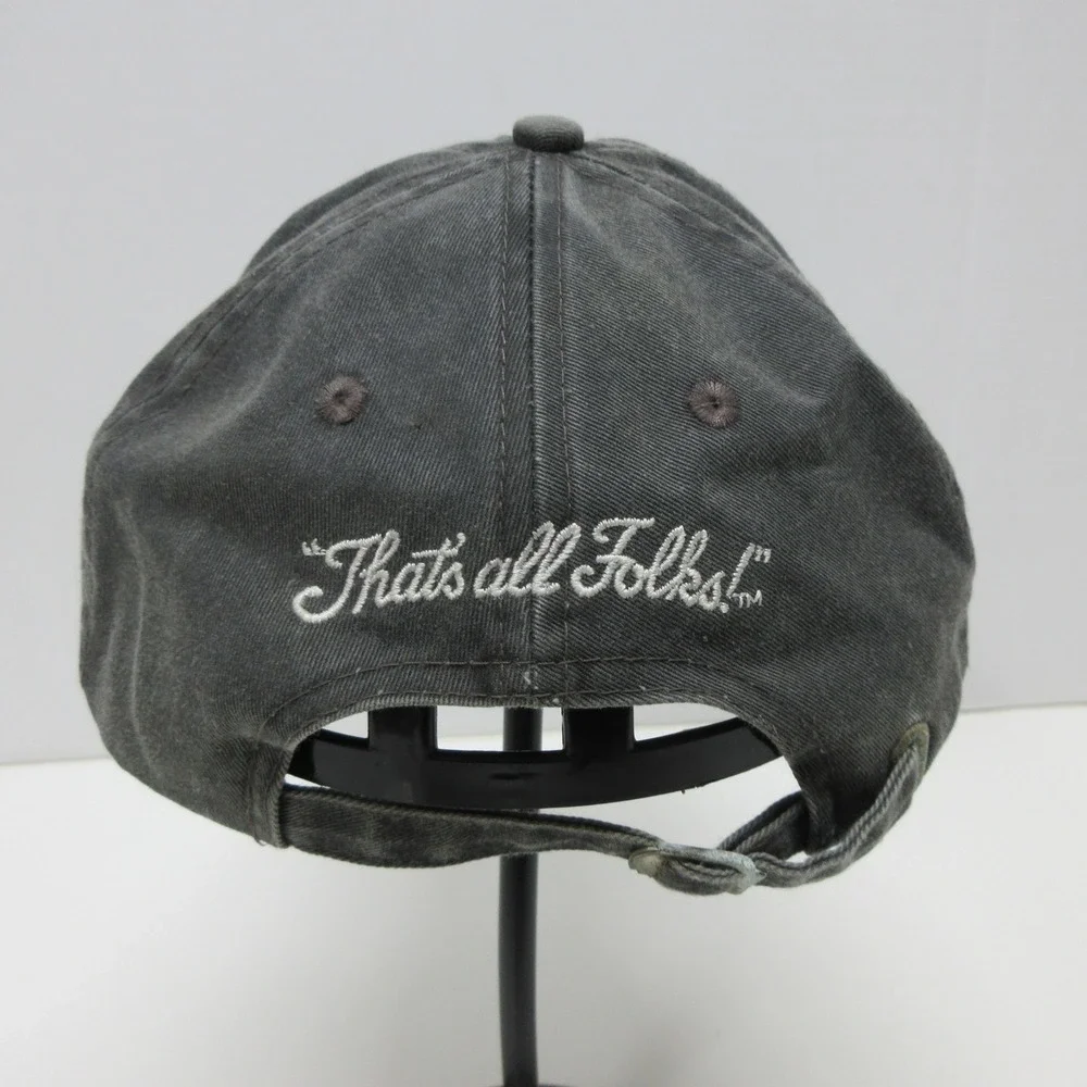 Looney‎ Tunes Hat Cap Strapback Men OS Cartoon Embroidered Gray That's All Folks